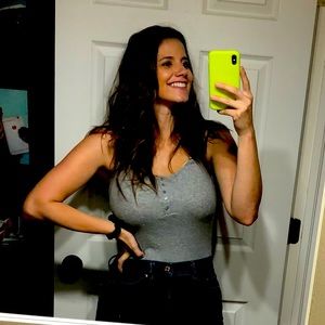 Grey Express Henley thong body suit